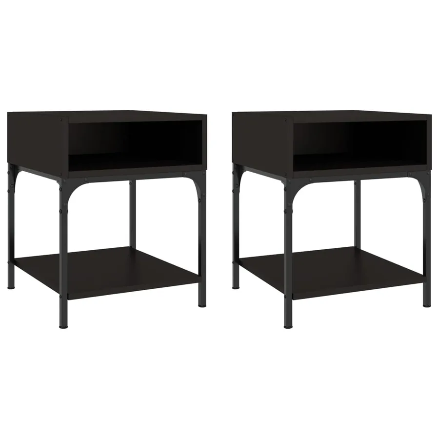 Tables de chevet 2 pcs noir 40x41x50 cm bois d’ingénierie - 2