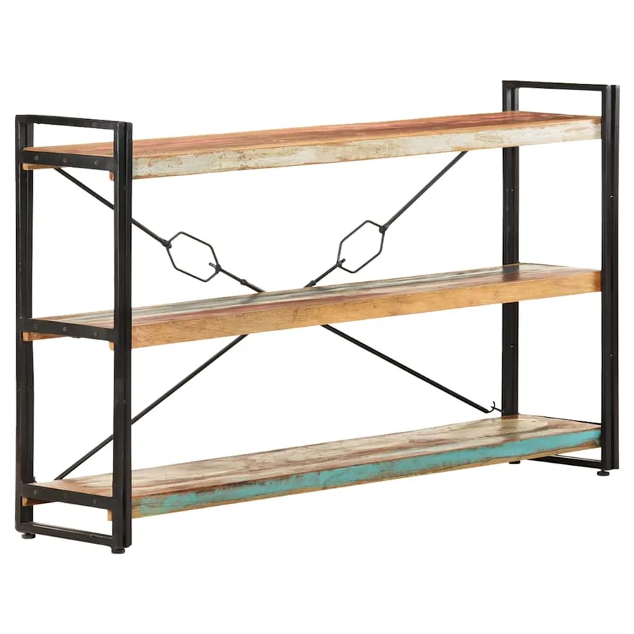 Bibliothèque 3 niveaux 140x30x80 cm Bois de récupération massif - 7