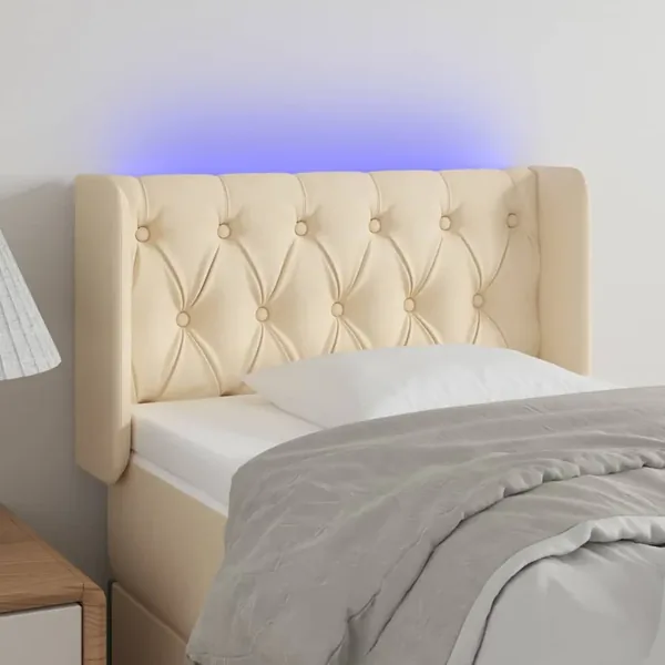 Tête de lit à LED Crème 83x16x78/88 cm Tissu