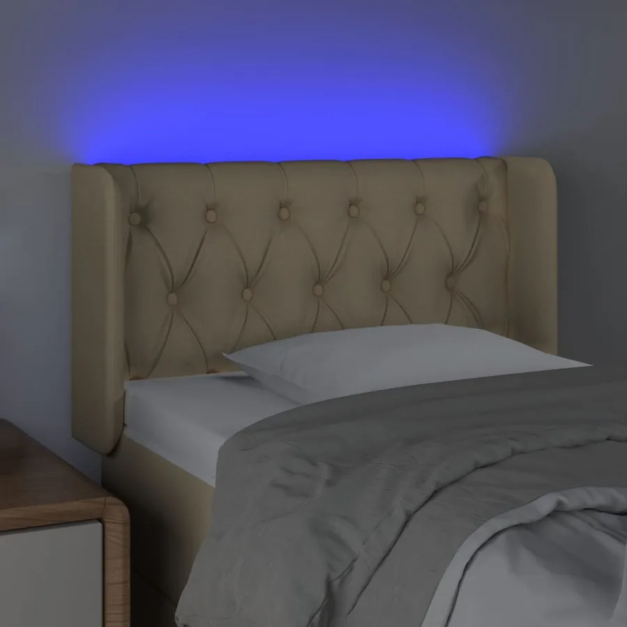 Tête de lit à LED Crème 83x16x78/88 cm Tissu - 4