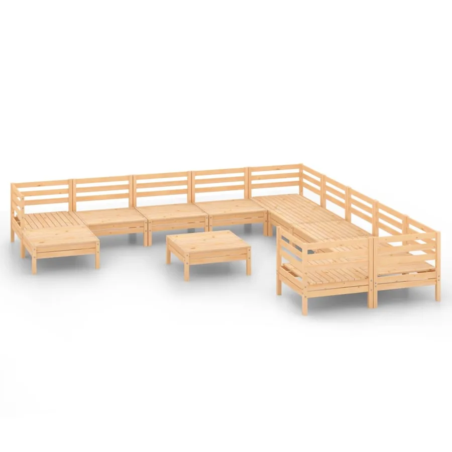 Salon de jardin 12 pcs Bois de pin massif - 2