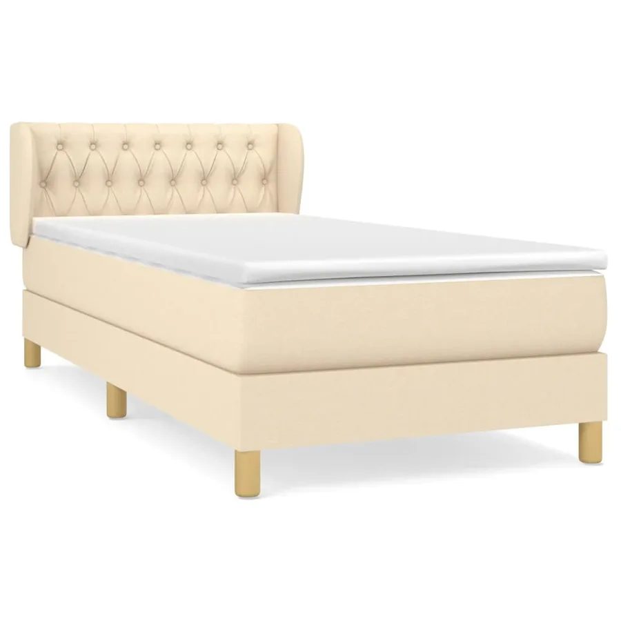 Sommier à lattes de lit avec matelas Crème 90x200 cm Tissu - 2