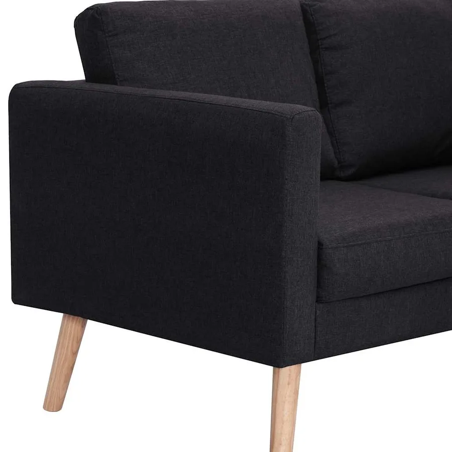 Ensemble de canapé 2 pcs tissu noir - 10