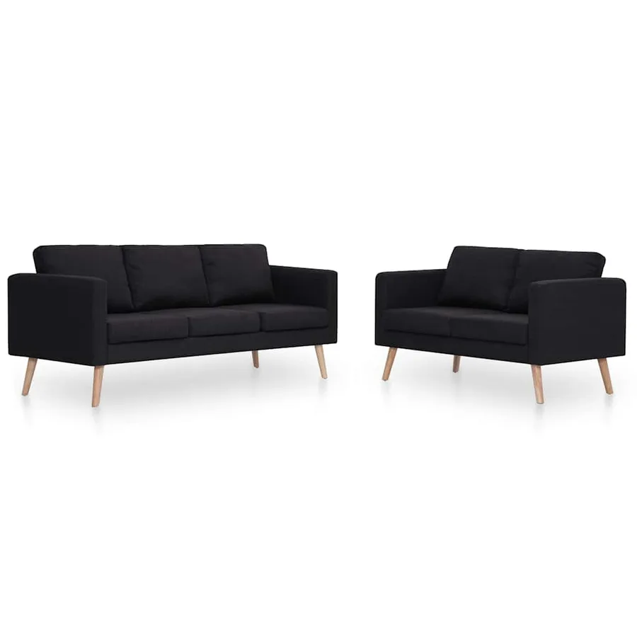 Ensemble de canapé 2 pcs tissu noir - 2