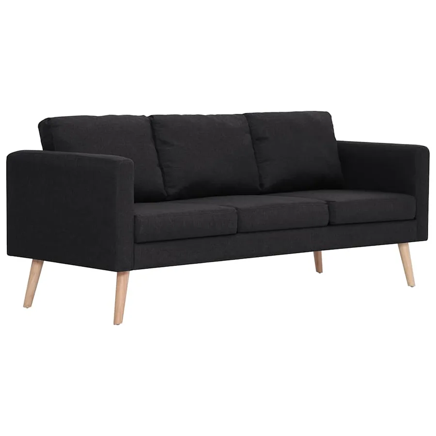Ensemble de canapé 2 pcs tissu noir - 3