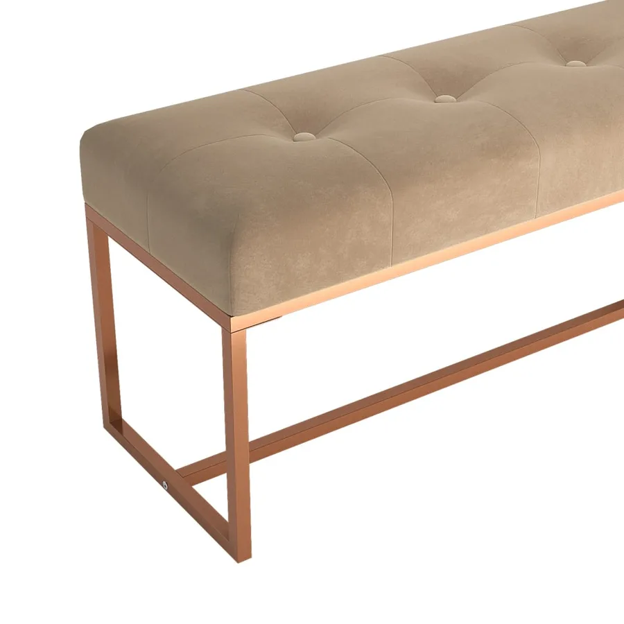 Banc Beige 110x36x45 cm Velours - 5