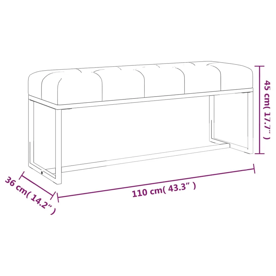 Banc Beige 110x36x45 cm Velours - 6