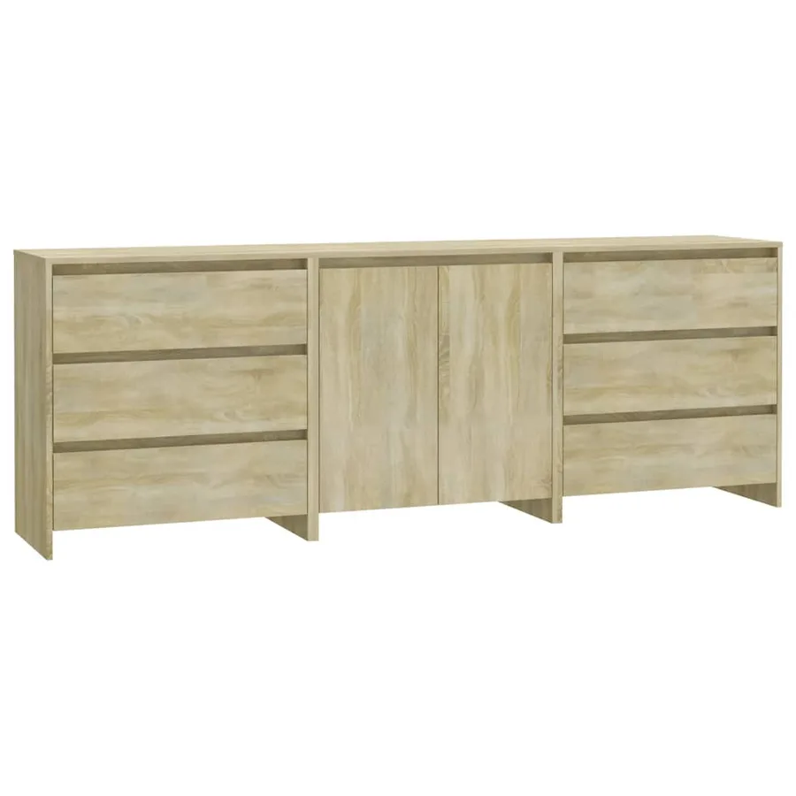 Buffets 3 pcs Chêne sonoma Bois d'ingénierie - 2