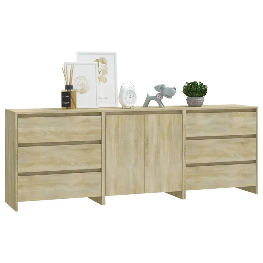 Buffets 3 pcs Chêne sonoma Bois d'ingénierie - 6