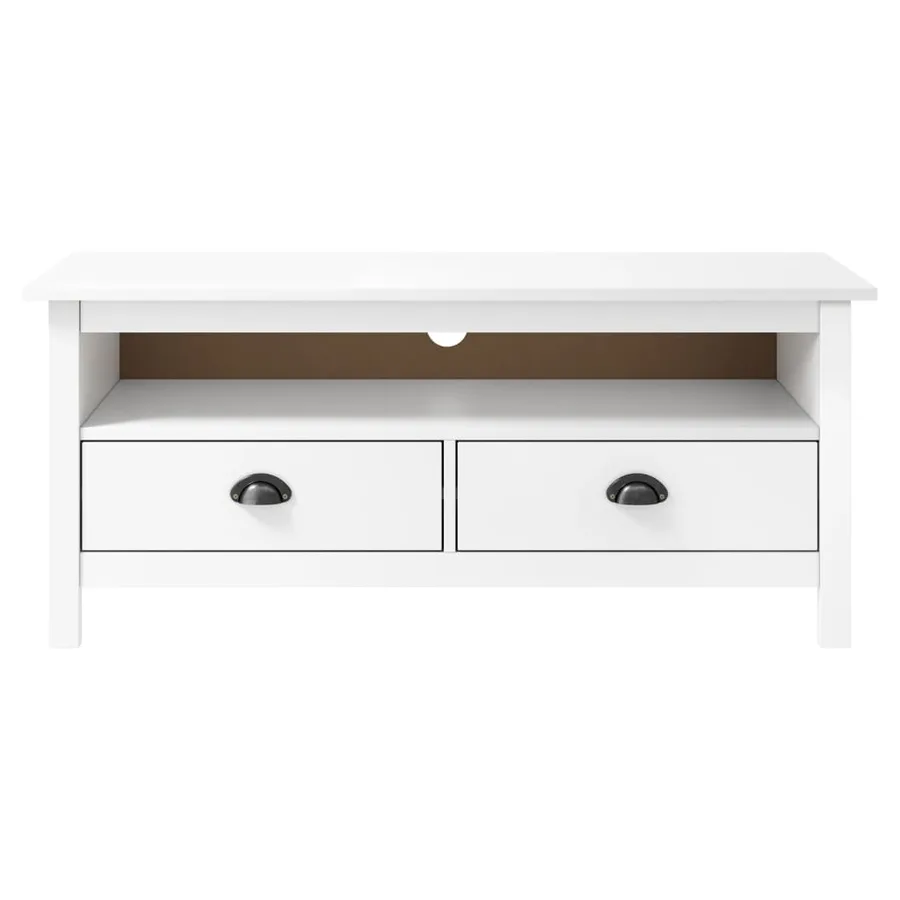 Meuble TV Hill Range Blanc 110x40x47 cm Bois de pin solide - 2
