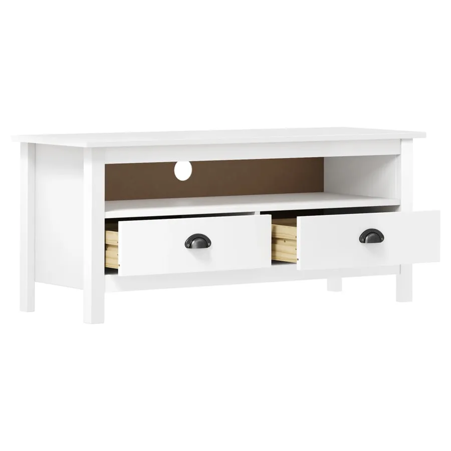 Meuble TV Hill Range Blanc 110x40x47 cm Bois de pin solide - 3