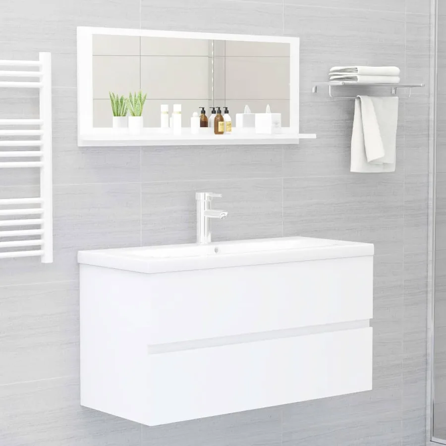 Miroir de salle de bain Blanc 90x10,5x37 cm Aggloméré - 6