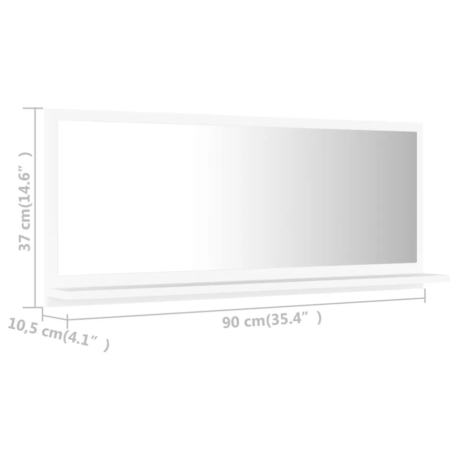 Miroir de salle de bain Blanc 90x10,5x37 cm Aggloméré - 7