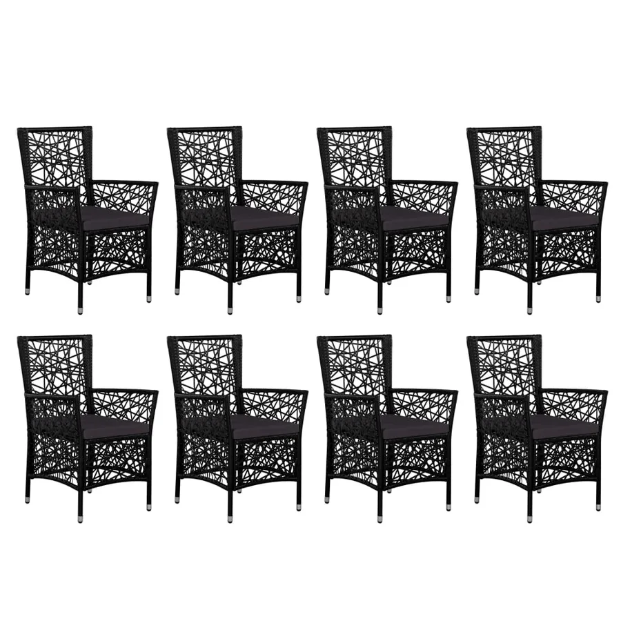 Ensemble à manger d'extérieur 9 pcs Résine tressée Noir - 3