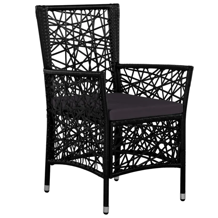 Ensemble à manger d'extérieur 9 pcs Résine tressée Noir - 4
