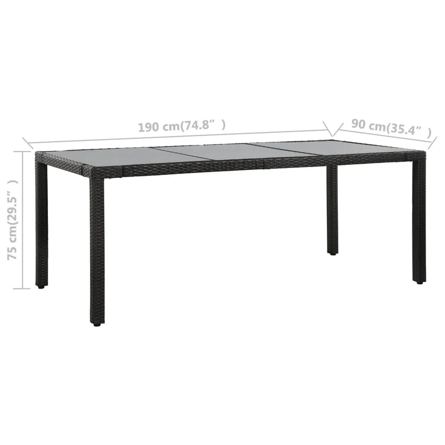 Ensemble à manger d'extérieur 9 pcs Résine tressée Noir - 7