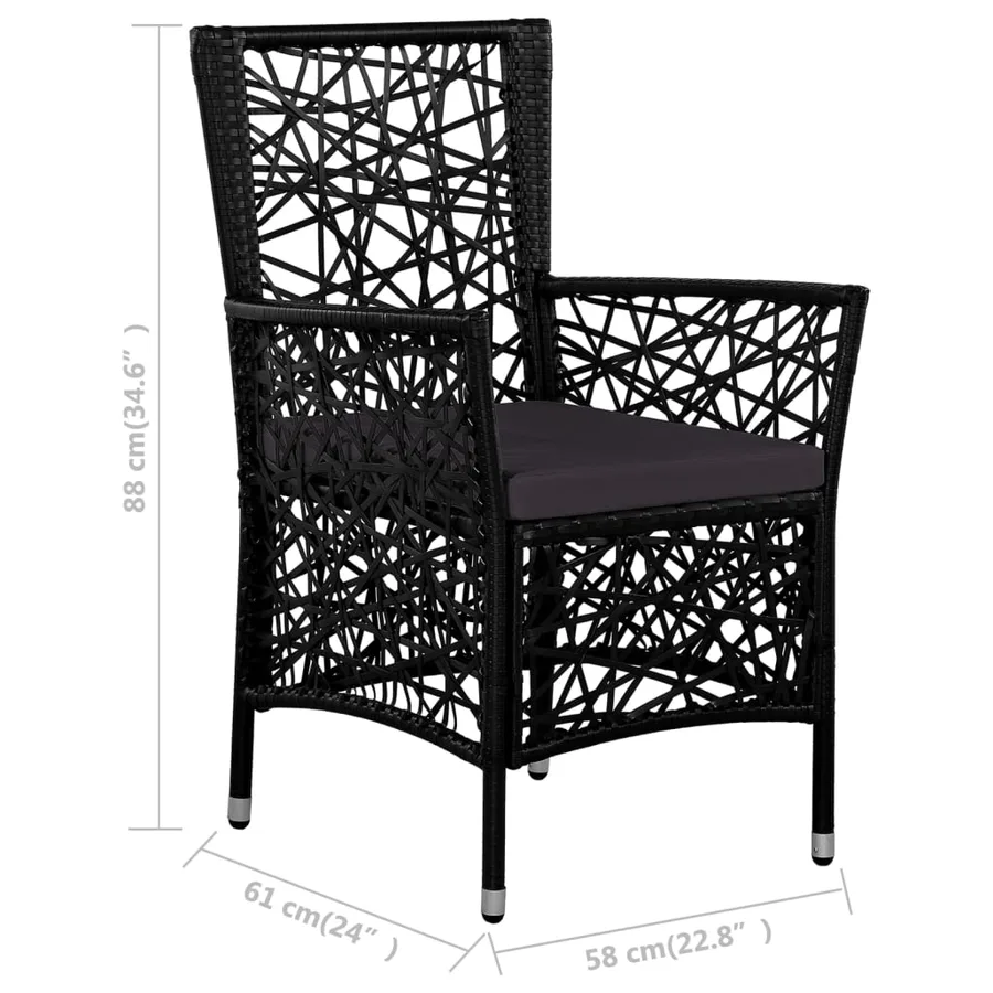 Ensemble à manger d'extérieur 9 pcs Résine tressée Noir - 8