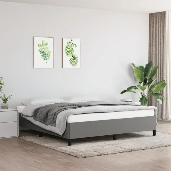 Cadre de lit sans matelas gris foncé 180x200 cm tissu