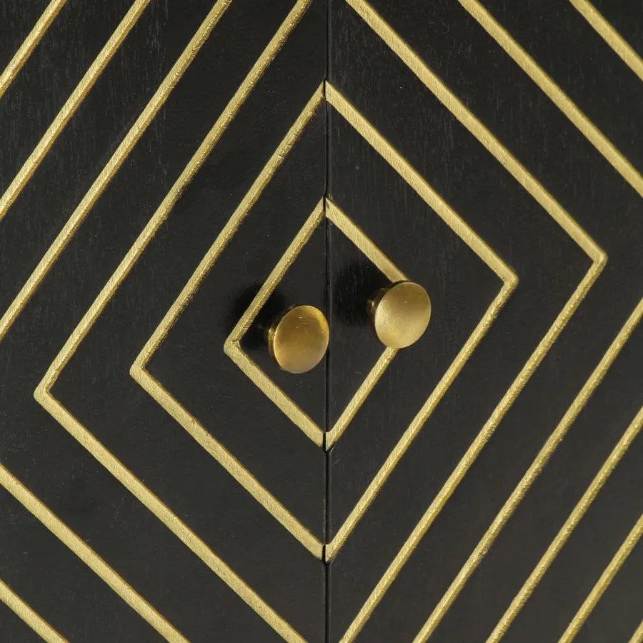 Buffet avec 2 portes noir et doré 55x30x75 cm manguier - 7