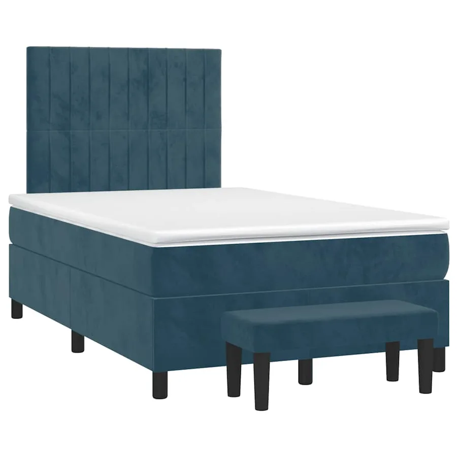 Sommier à lattes de lit et matelas Bleu foncé 120x200cm Velours - 3