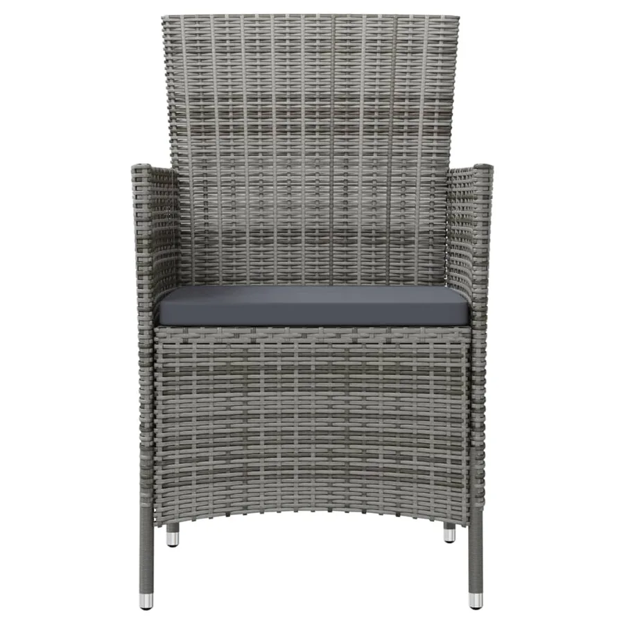 Ensemble à manger d'extérieur 3pcs coussins gris résine tressée - 4