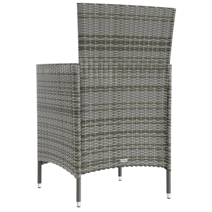 Ensemble à manger d'extérieur 3pcs coussins gris résine tressée - 6