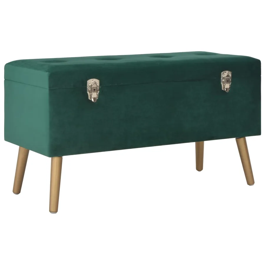 Banc avec compartiment de rangement 80 cm Vert Velours