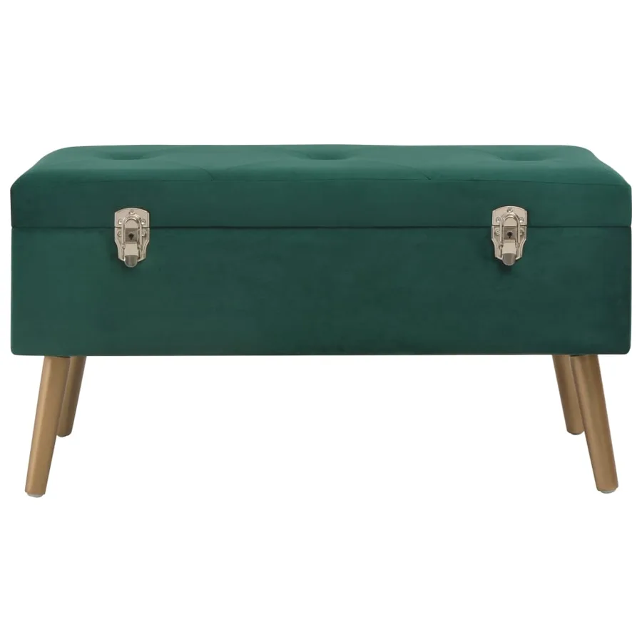 Banc avec compartiment de rangement 80 cm Vert Velours - 2