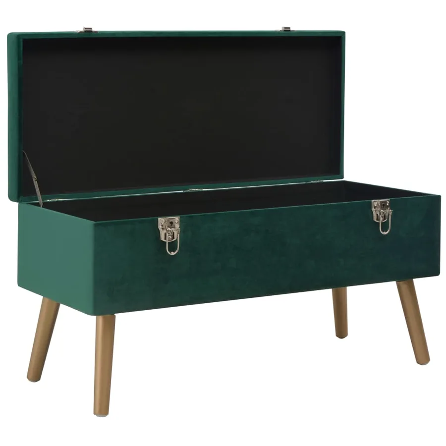 Banc avec compartiment de rangement 80 cm Vert Velours - 3