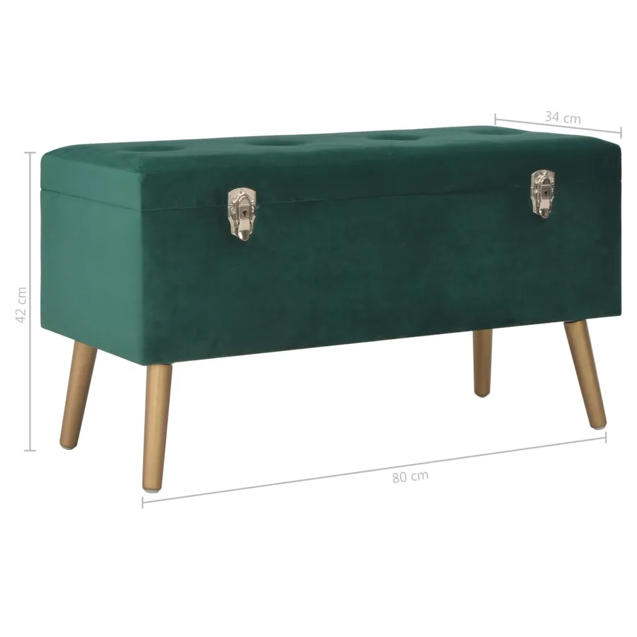 Banc avec compartiment de rangement 80 cm Vert Velours - 7