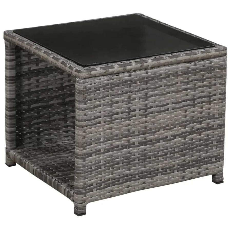 Ensemble de bistro 3 pcs avec coussins Résine tressée Gris - 4