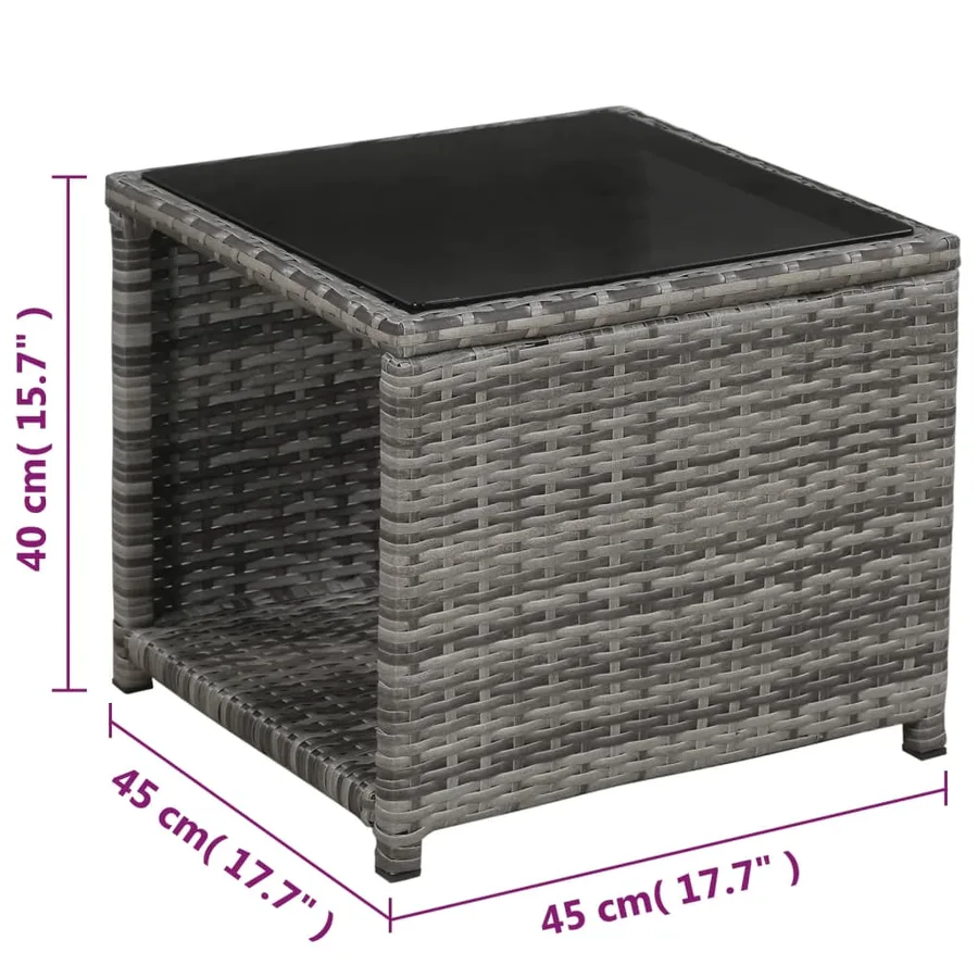 Ensemble de bistro 3 pcs avec coussins Résine tressée Gris - 7
