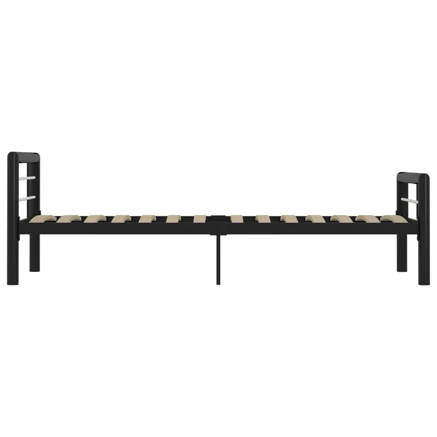 Cadre de lit sans matelas noir et blanc métal 100x200 cm - 4