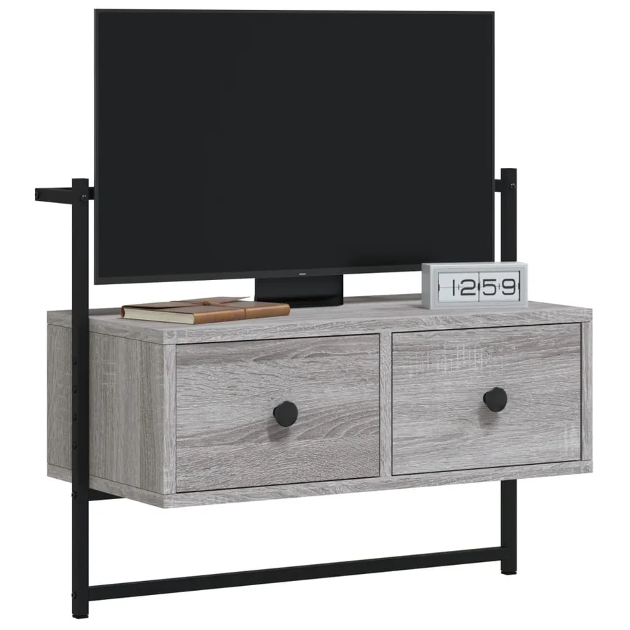 Meuble TV mural sonoma gris 60,5x30x51 cm bois d'ingénierie - 3