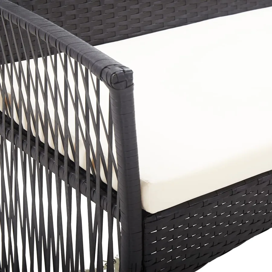 Salon de jardin 4 pcs avec coussin Résine tressée Noir - 11