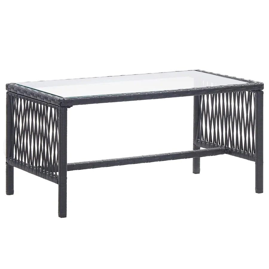 Salon de jardin 4 pcs avec coussin Résine tressée Noir - 12