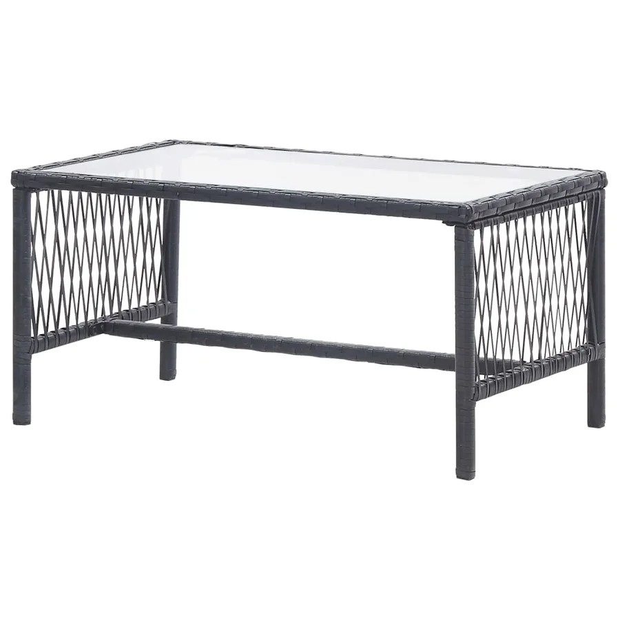 Salon de jardin 4 pcs avec coussin Résine tressée Noir - 14