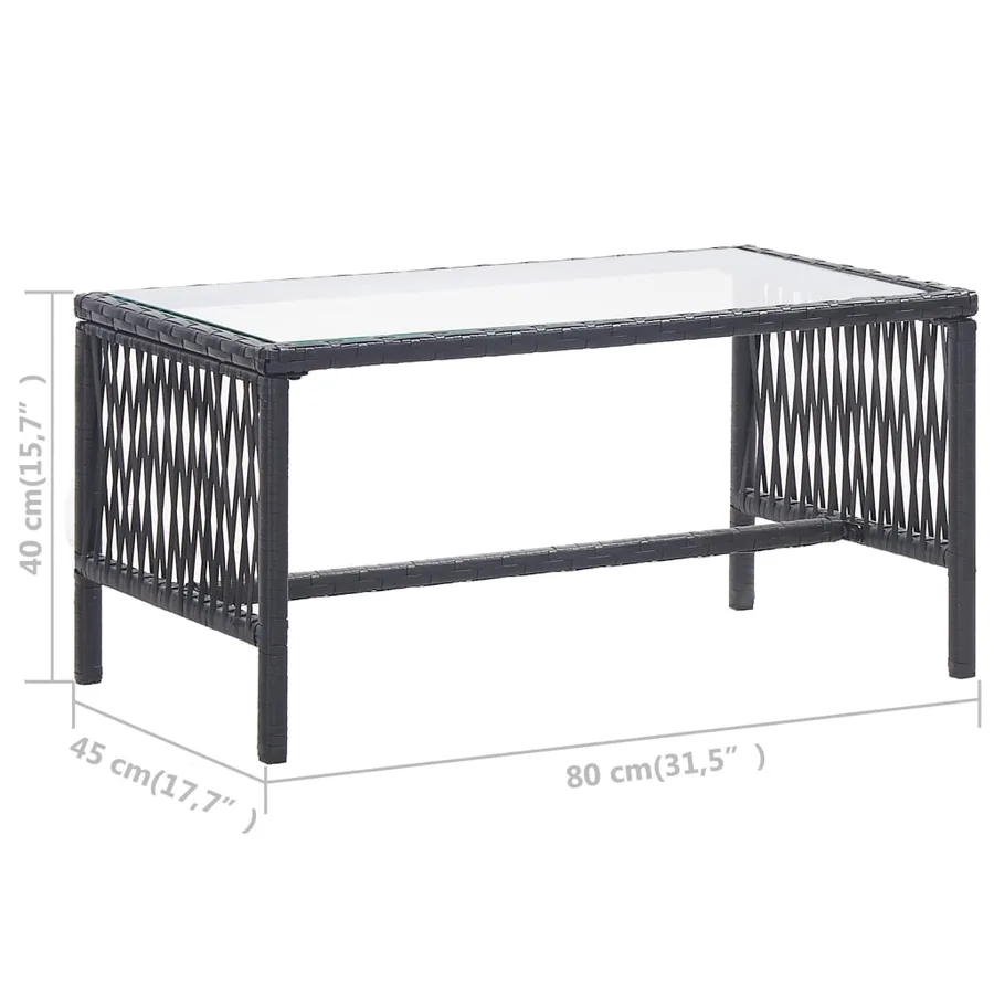 Salon de jardin 4 pcs avec coussin Résine tressée Noir - 17