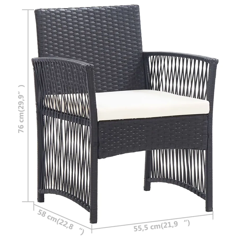 Salon de jardin 4 pcs avec coussin Résine tressée Noir - 19