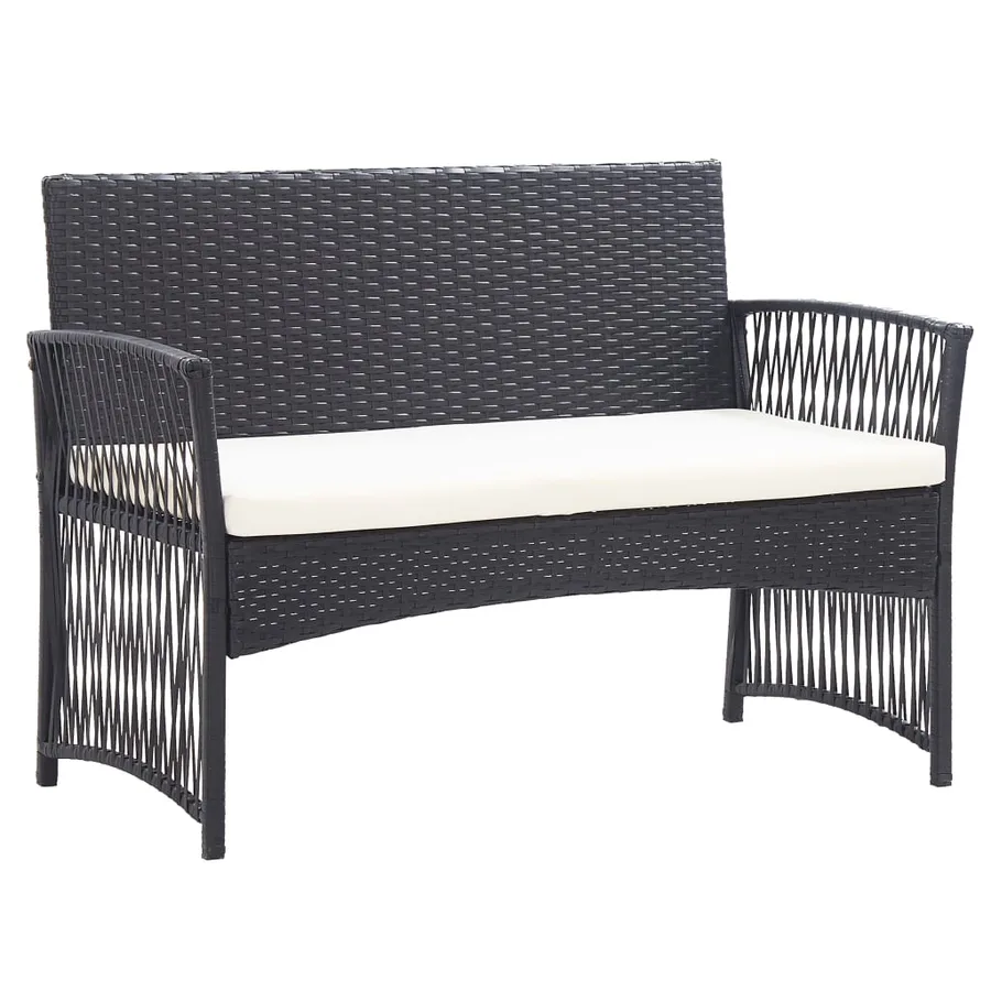 Salon de jardin 4 pcs avec coussin Résine tressée Noir - 3