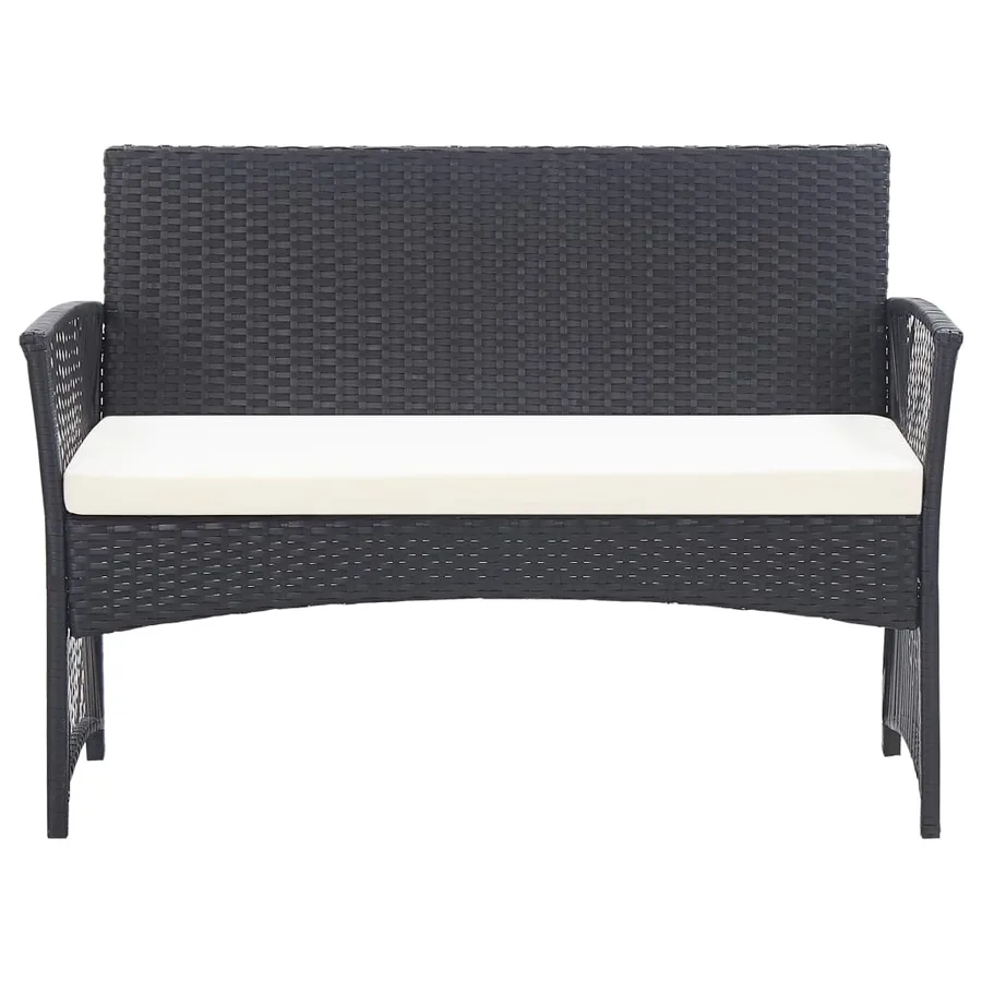 Salon de jardin 4 pcs avec coussin Résine tressée Noir - 4