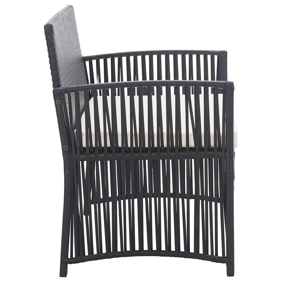 Salon de jardin 4 pcs avec coussin Résine tressée Noir - 5