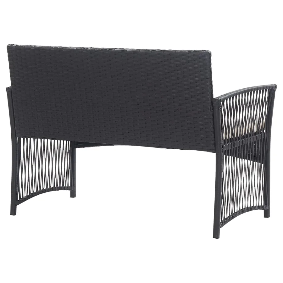 Salon de jardin 4 pcs avec coussin Résine tressée Noir - 6