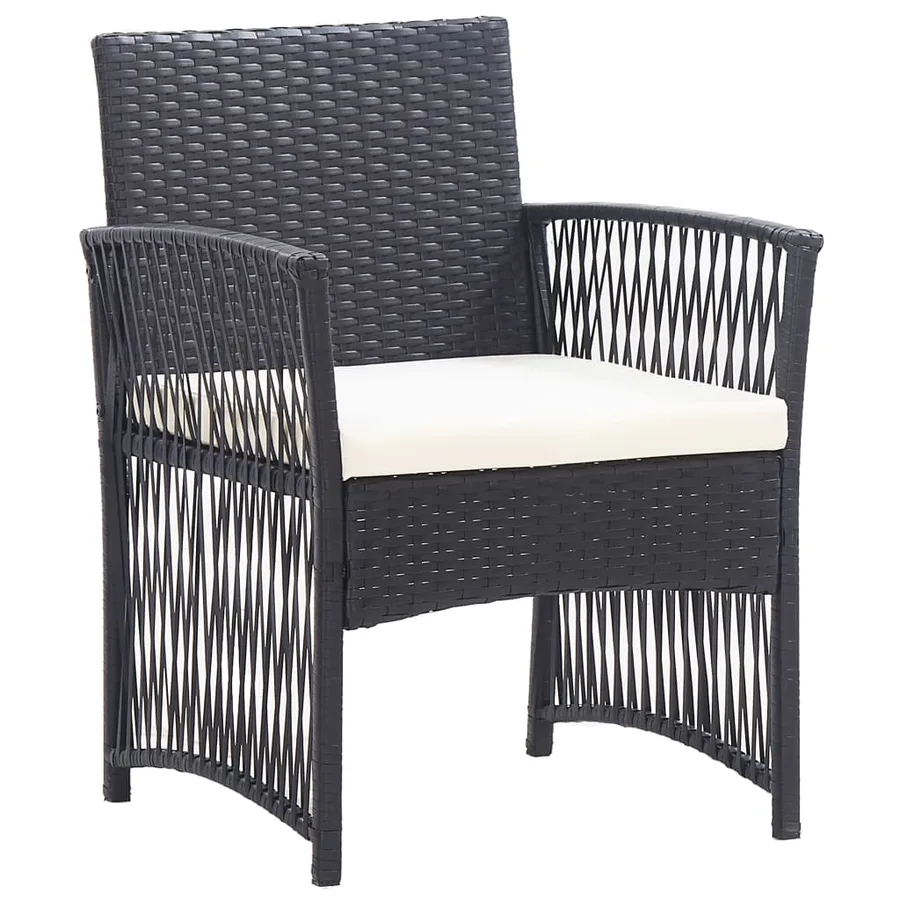 Salon de jardin 4 pcs avec coussin Résine tressée Noir - 7
