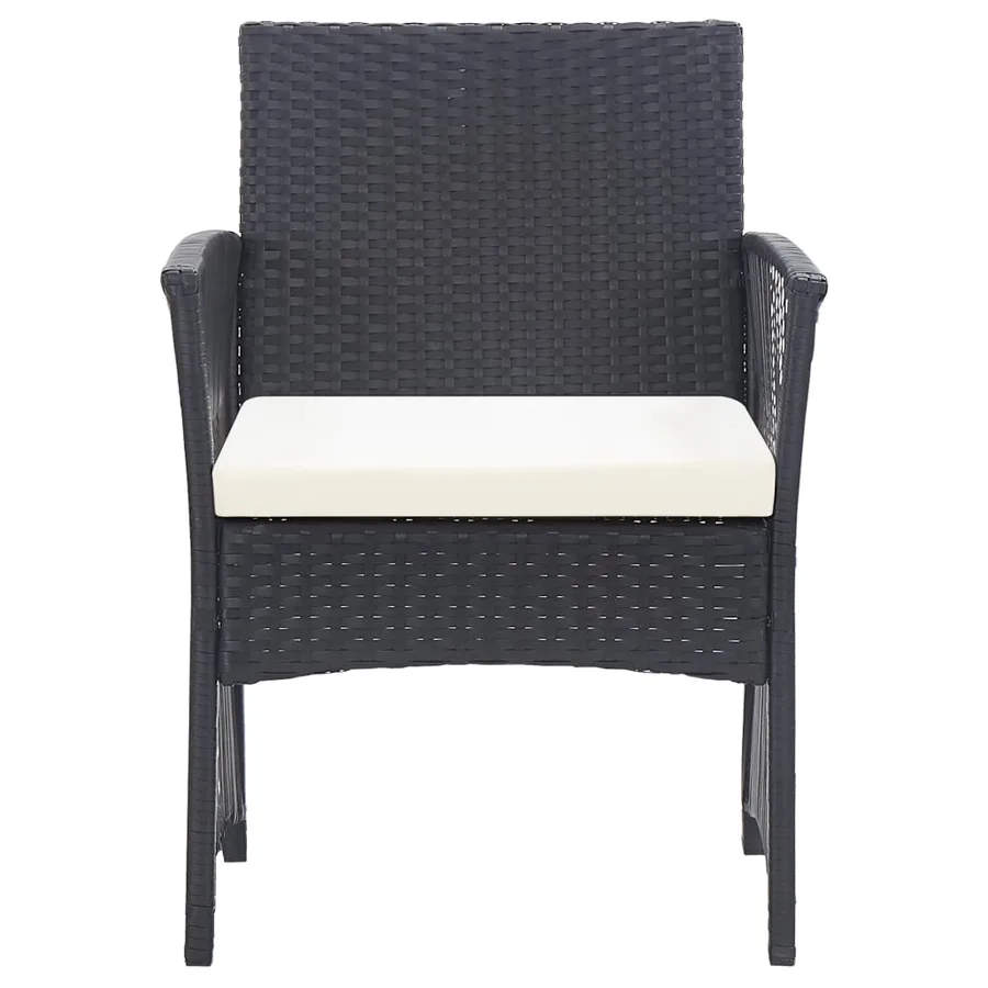 Salon de jardin 4 pcs avec coussin Résine tressée Noir - 8