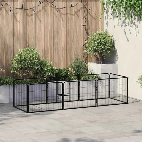 Parc pour chiens 8 panneaux Acier 60 x 80 cm Noir