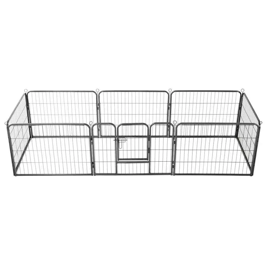 Parc pour chiens 8 panneaux Acier 60 x 80 cm Noir - 2