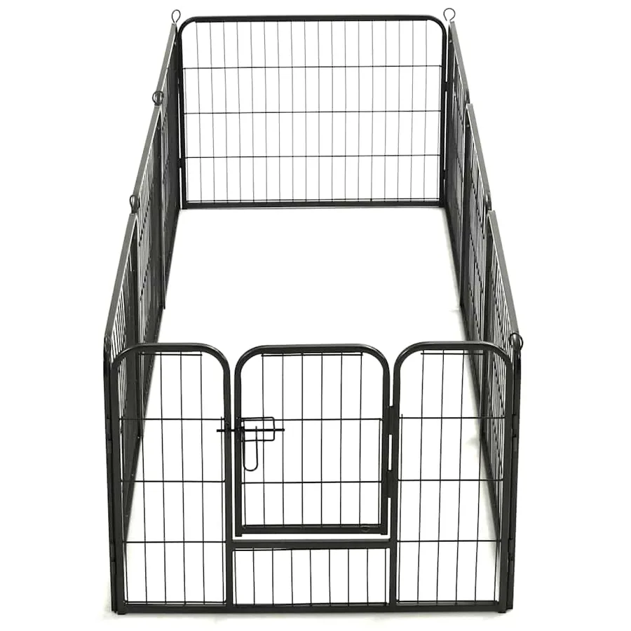 Parc pour chiens 8 panneaux Acier 60 x 80 cm Noir - 4