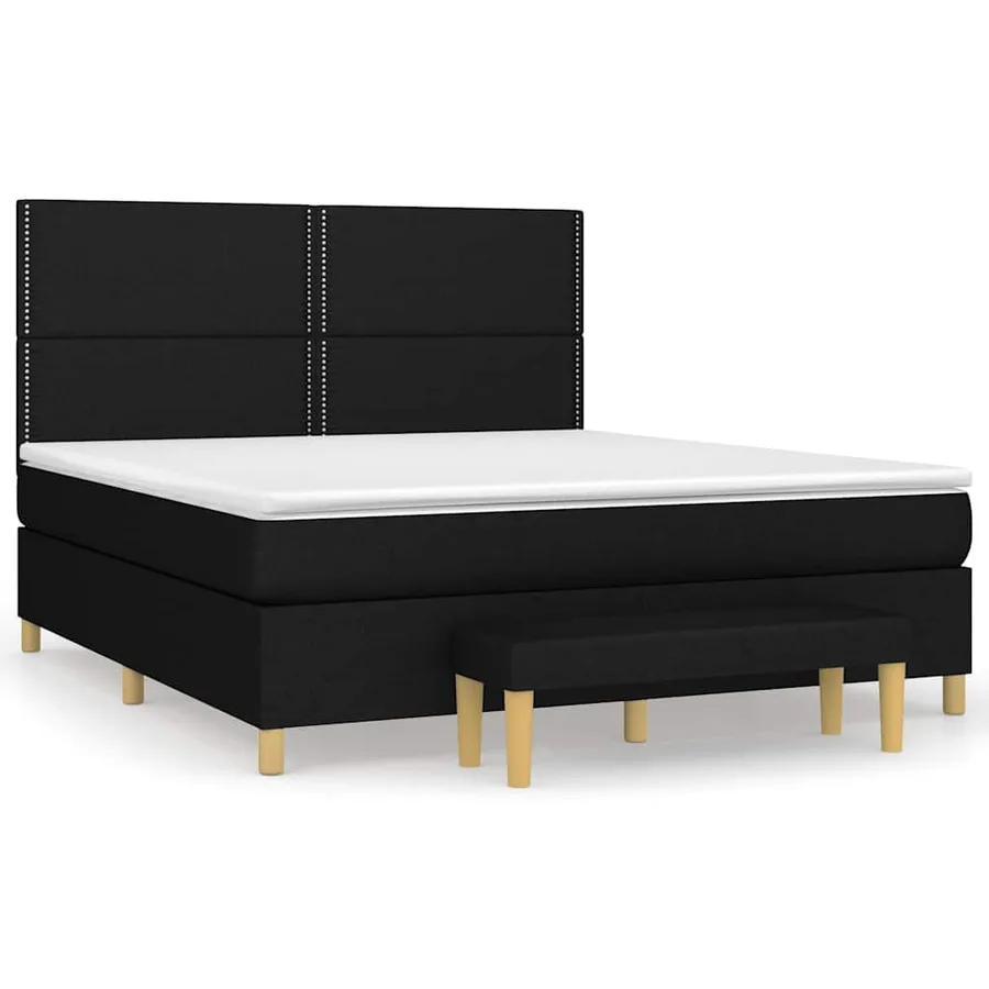 Sommier à lattes de lit avec matelas Noir 160x200 cm Tissu - 2
