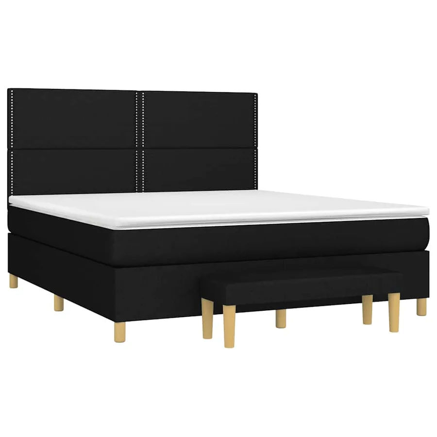 Sommier à lattes de lit avec matelas Noir 160x200 cm Tissu - 3